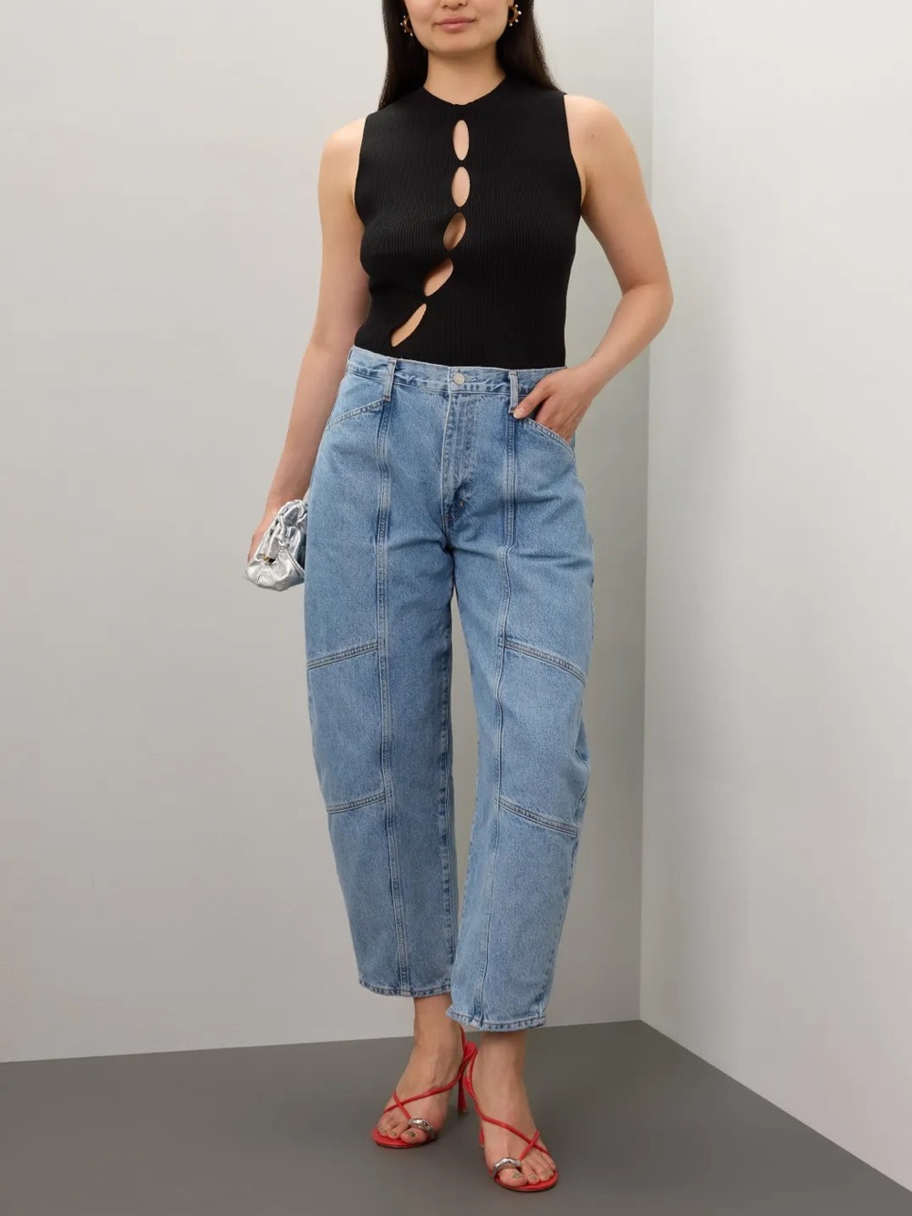 Ronny Kobo Black Cutout Knit Top Medium